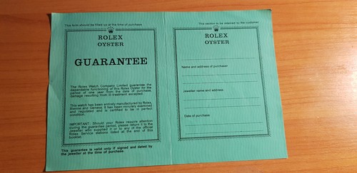 Rolex oyster garanzia inglese - oyster,